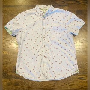 Sovereign Code Button Up Short Sleeve Collared Shirt Light Blue Watermelons XL